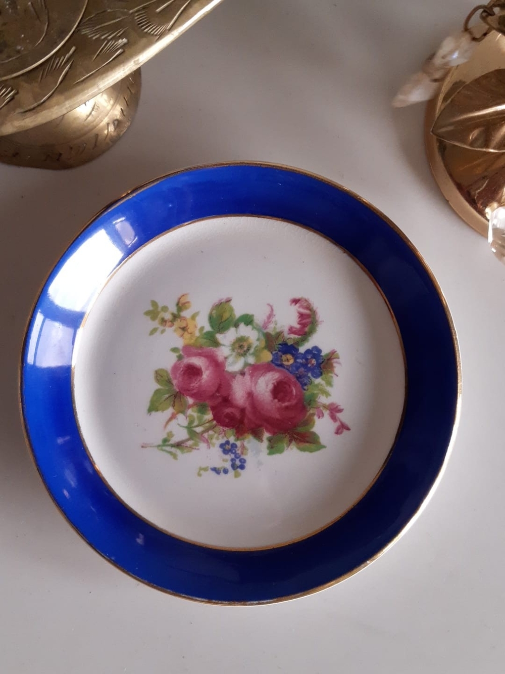 *2 for $20 deal* 1950s Rosina England Cobalt Blue Floral Petit Four Plate